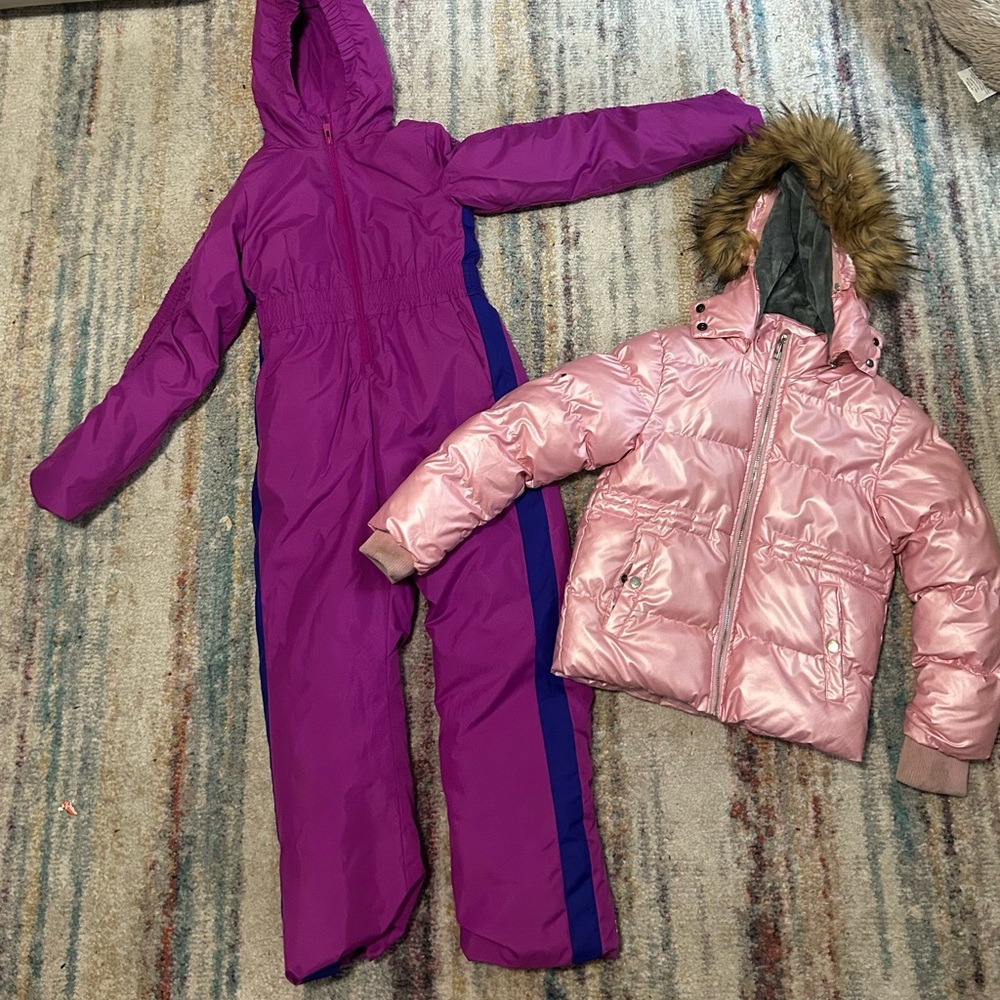 Vibrant Pink Jacket and Purple Snowsuit Set